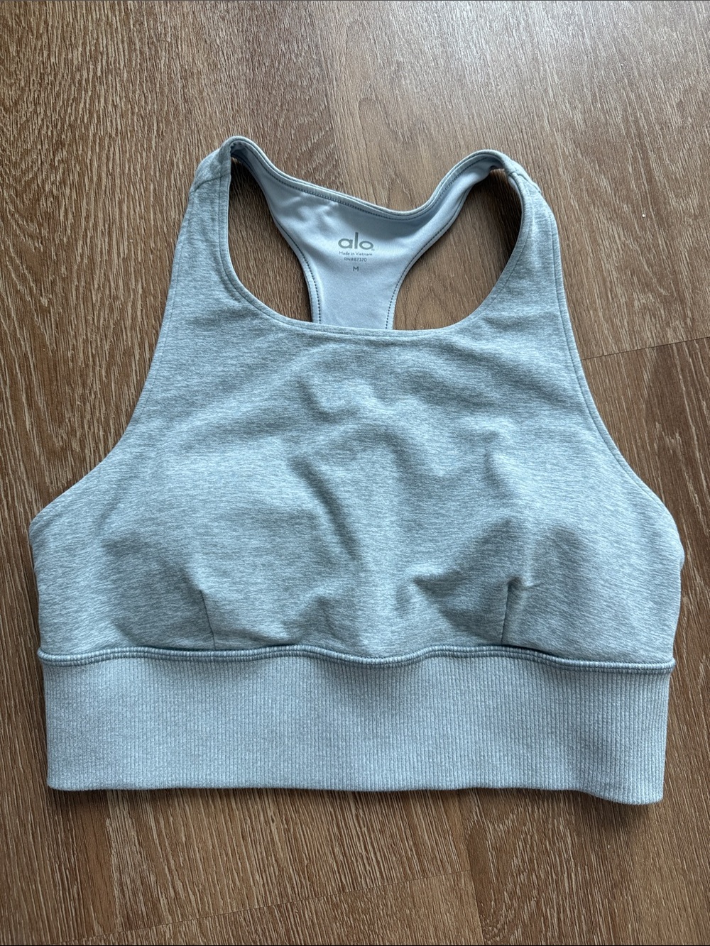 ALO Yoga Light Heather Gray Racerback Sports Bra
